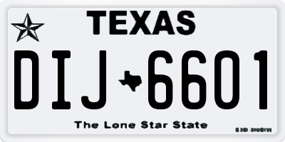 TX license plate DIJ6601