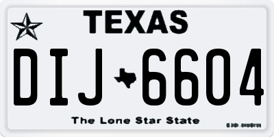 TX license plate DIJ6604