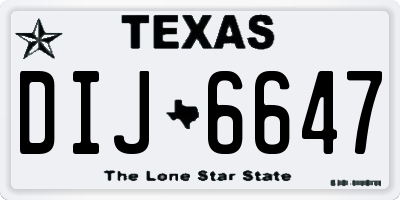 TX license plate DIJ6647