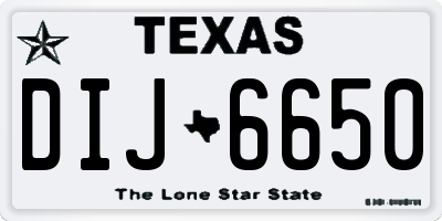 TX license plate DIJ6650