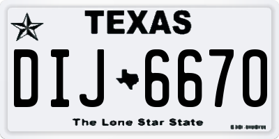 TX license plate DIJ6670