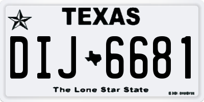 TX license plate DIJ6681