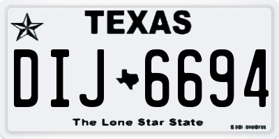 TX license plate DIJ6694