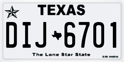 TX license plate DIJ6701