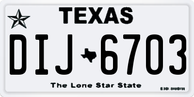 TX license plate DIJ6703