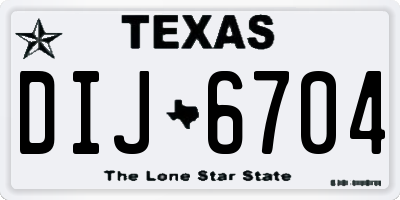 TX license plate DIJ6704