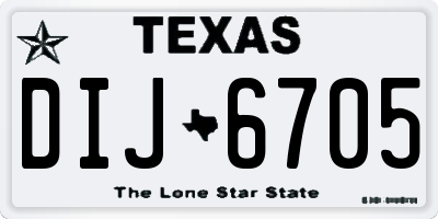 TX license plate DIJ6705