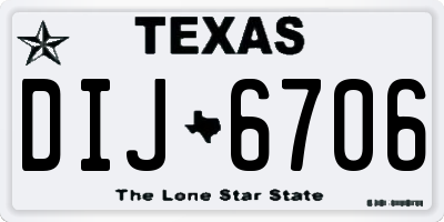 TX license plate DIJ6706