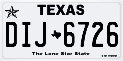 TX license plate DIJ6726