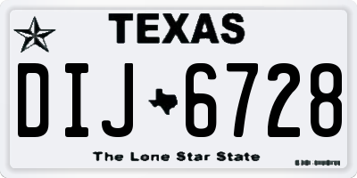 TX license plate DIJ6728