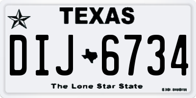 TX license plate DIJ6734