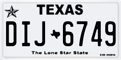 TX license plate DIJ6749