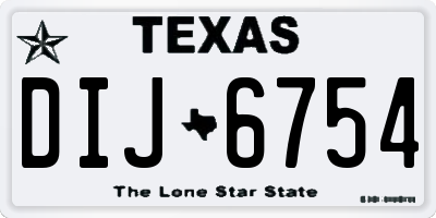 TX license plate DIJ6754
