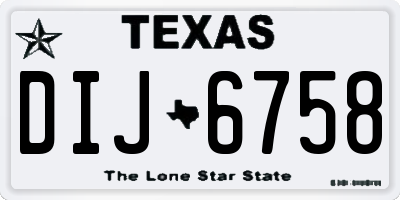 TX license plate DIJ6758