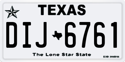 TX license plate DIJ6761