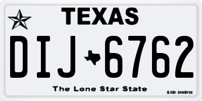 TX license plate DIJ6762