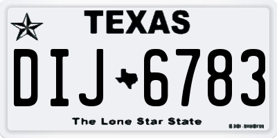 TX license plate DIJ6783