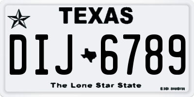TX license plate DIJ6789