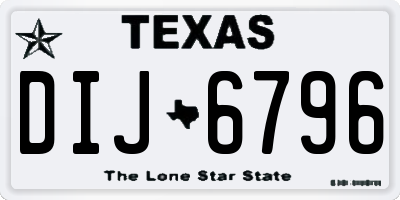TX license plate DIJ6796