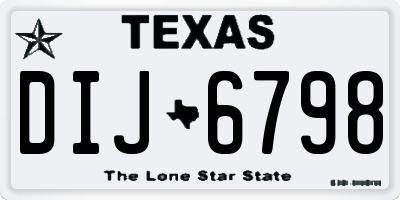 TX license plate DIJ6798
