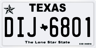 TX license plate DIJ6801