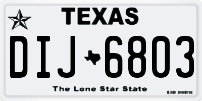 TX license plate DIJ6803