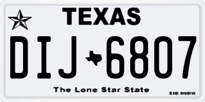 TX license plate DIJ6807