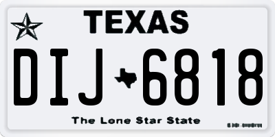 TX license plate DIJ6818