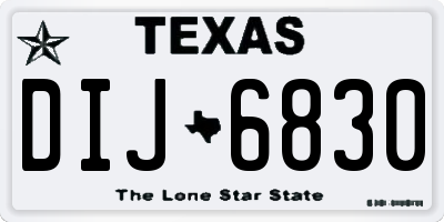 TX license plate DIJ6830