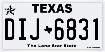 TX license plate DIJ6831