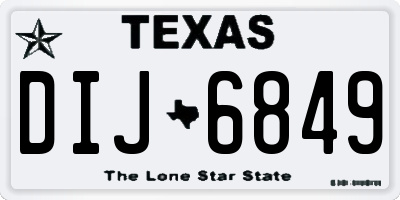 TX license plate DIJ6849