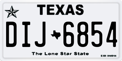 TX license plate DIJ6854