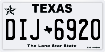 TX license plate DIJ6920