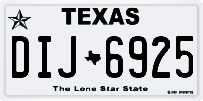 TX license plate DIJ6925