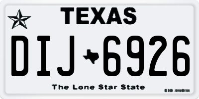 TX license plate DIJ6926