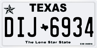 TX license plate DIJ6934