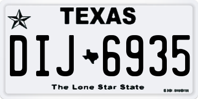 TX license plate DIJ6935