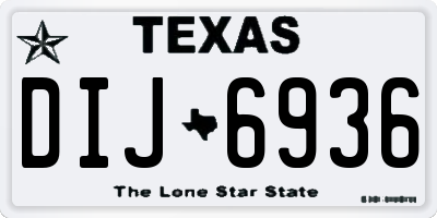 TX license plate DIJ6936