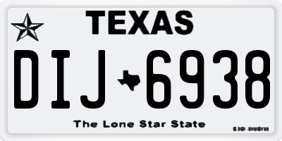 TX license plate DIJ6938