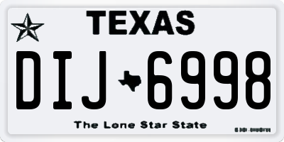 TX license plate DIJ6998