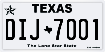 TX license plate DIJ7001