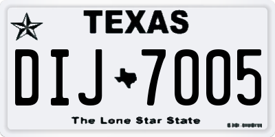 TX license plate DIJ7005