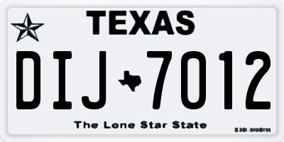 TX license plate DIJ7012