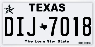 TX license plate DIJ7018