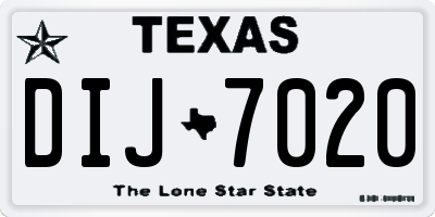 TX license plate DIJ7020
