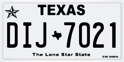 TX license plate DIJ7021