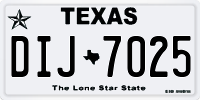 TX license plate DIJ7025