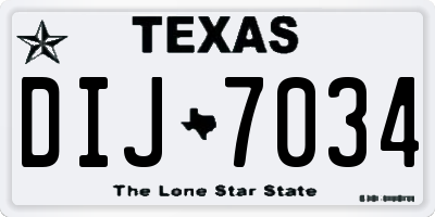TX license plate DIJ7034