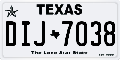 TX license plate DIJ7038