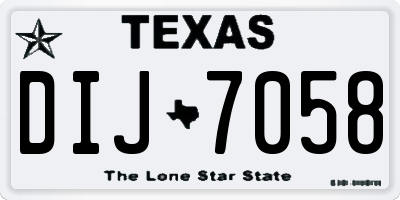 TX license plate DIJ7058